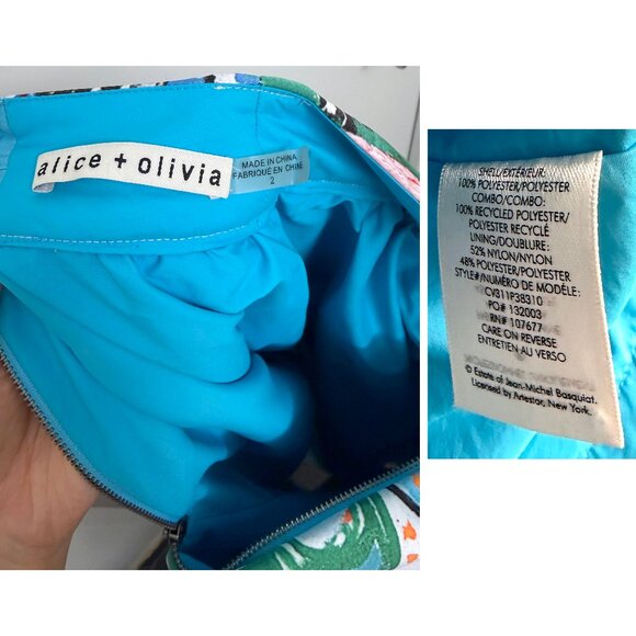 Alice + Olivia Basquiat Unbreakable Print Tina Maxi Skirt Blue Doodle Paint 2 - Picture 3 of 12